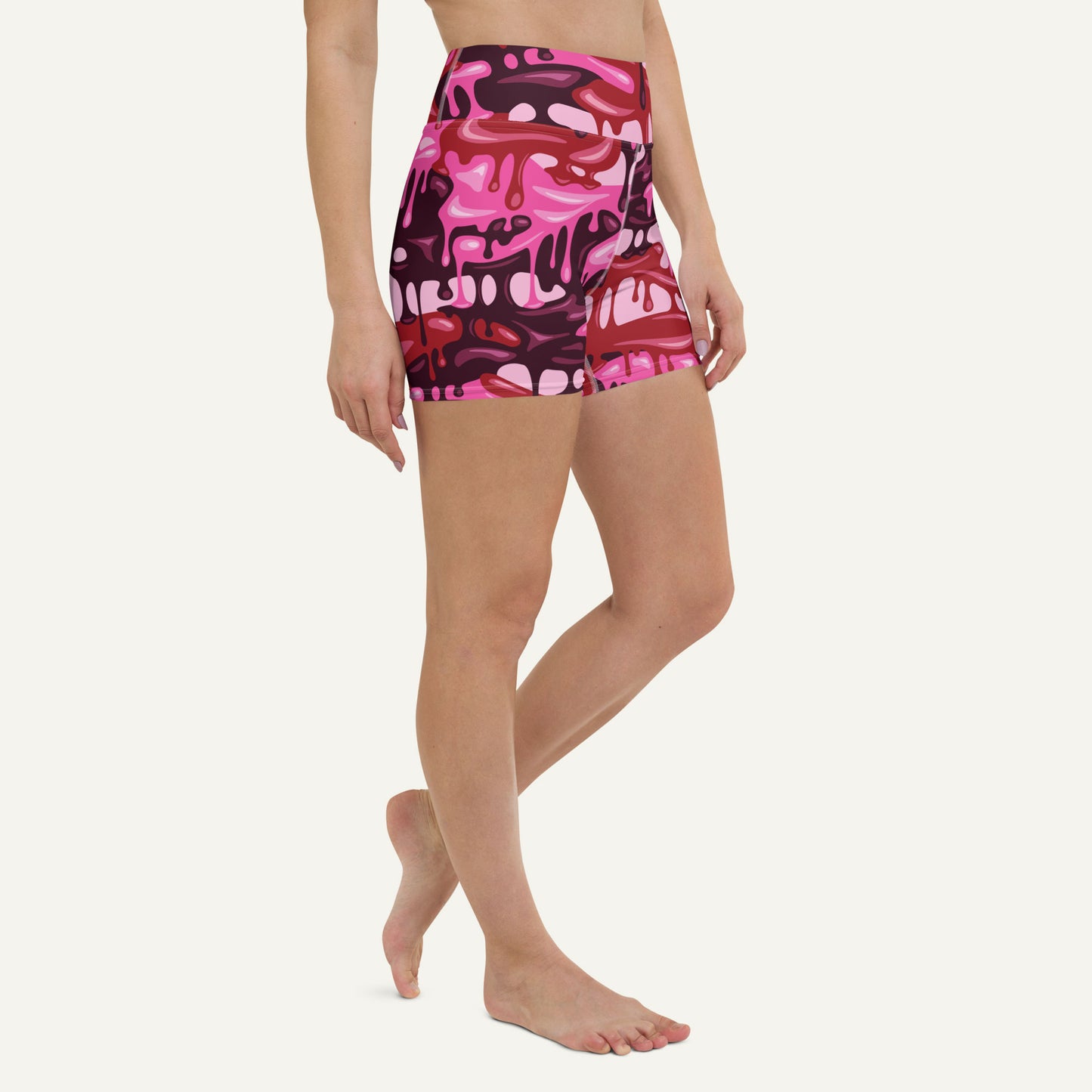 Pink Camouflage Drip High-Waisted Shorts