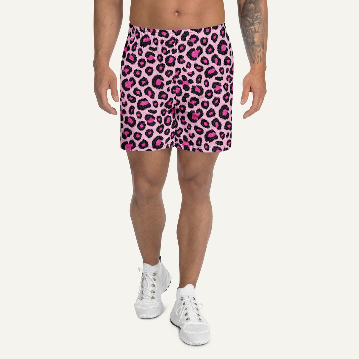 Pink Leopard Print Athletic Shorts
