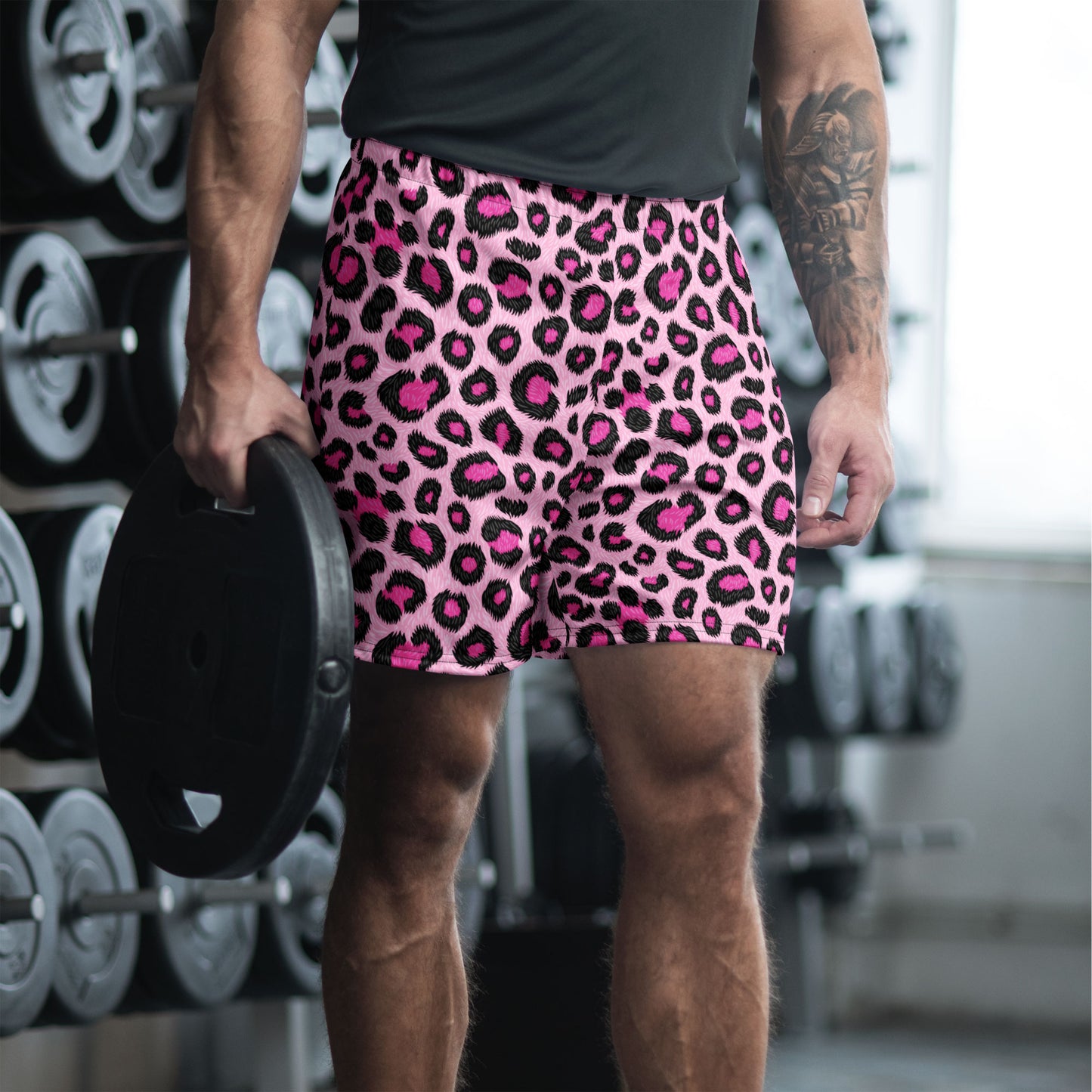 Pink Leopard Print Athletic Shorts