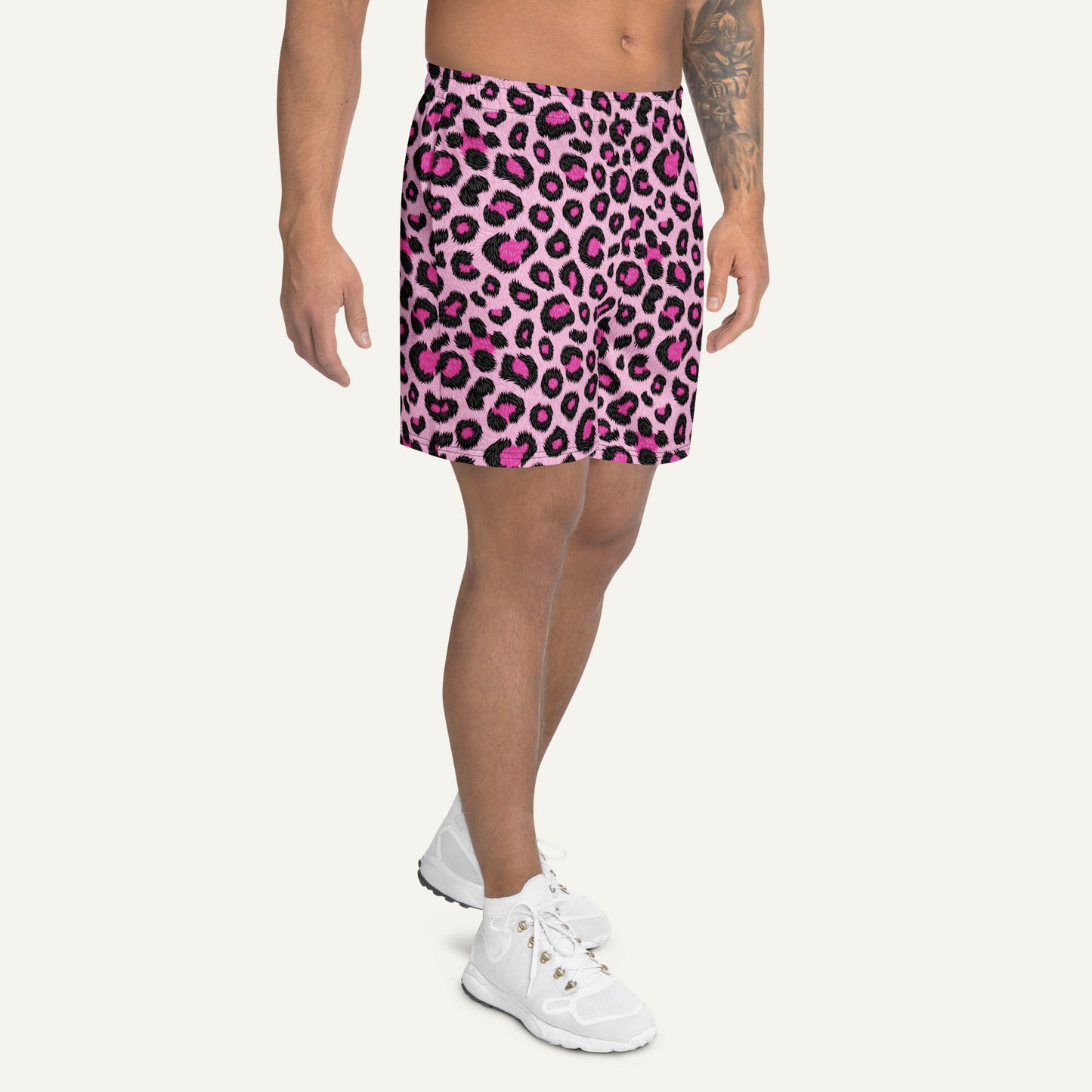Pink Leopard Print Athletic Shorts