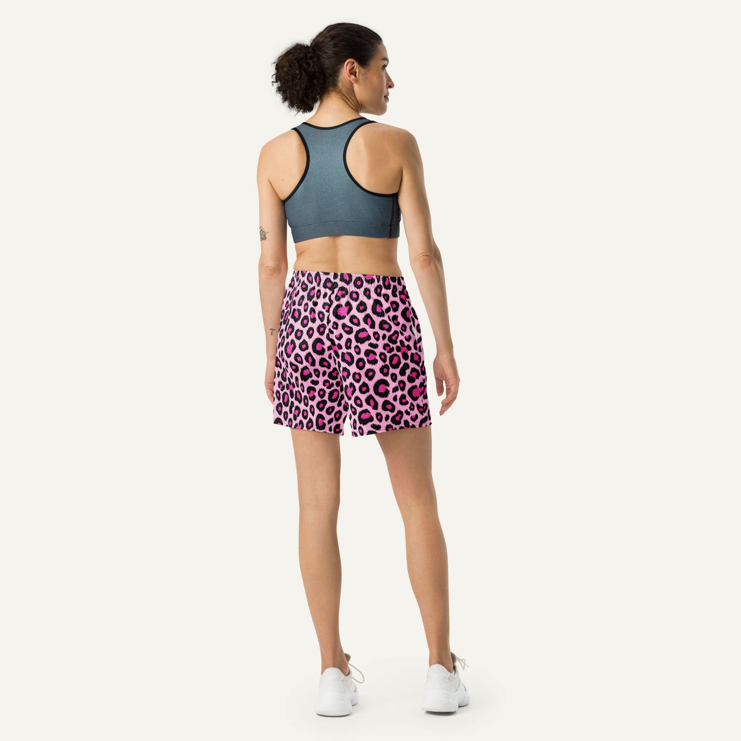 Pink Leopard Print Athletic Shorts
