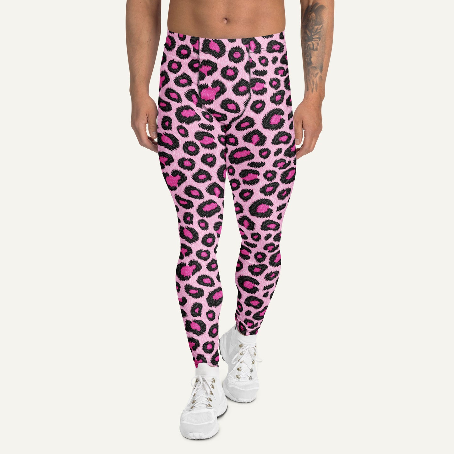 Pink Leopard Print Men’s Leggings