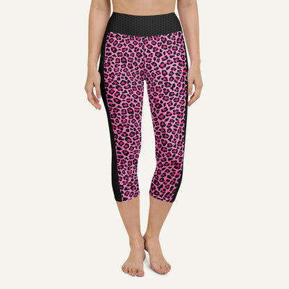 Pink Leopard Print Side Stripe High-Waisted Capri Leggings