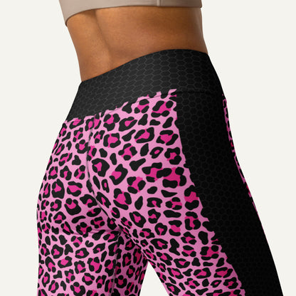 Pink Leopard Print Side Stripe High-Waisted Leggings