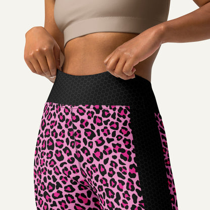 Pink Leopard Print Side Stripe High-Waisted Leggings