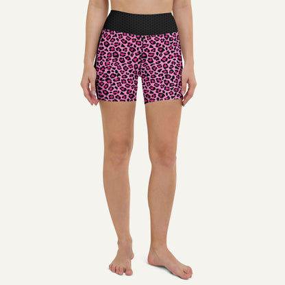 Pink Leopard Print Side Stripe High-Waisted Shorts