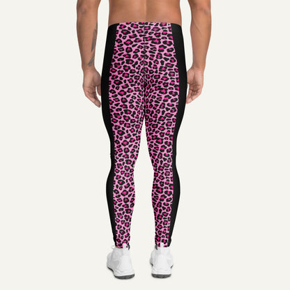 Pink Leopard Print Side Stripe Men’s Leggings - Ministry of Sweat