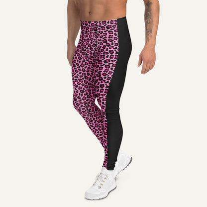 Pink Leopard Print Side Stripe Men’s Leggings - Ministry of Sweat
