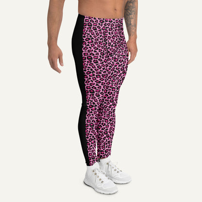 Pink Leopard Print Side Stripe Men’s Leggings - Ministry of Sweat