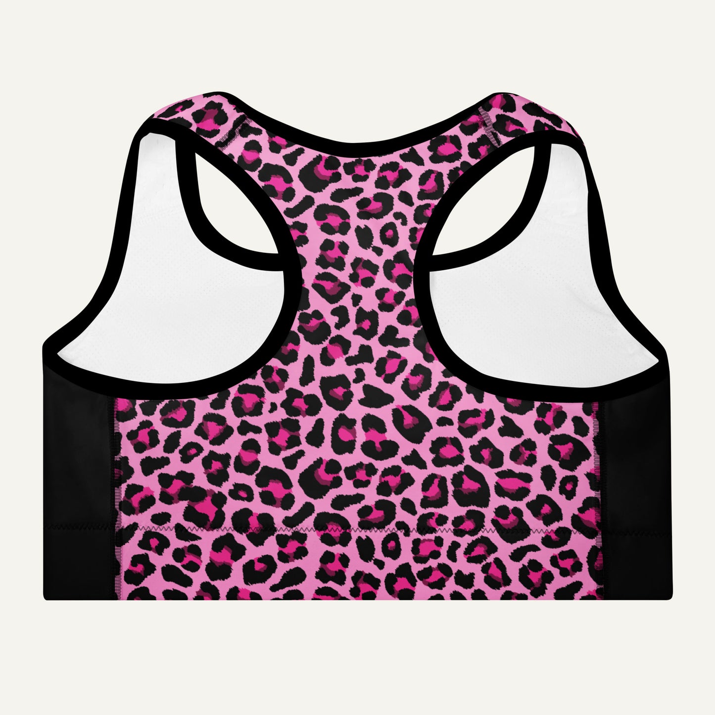 Pink Leopard Print Side Stripe Padded Sports Bra - Ministry of Sweat