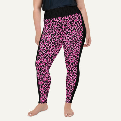 Pink Leopard Print Side Stripe Plus Size Leggings
