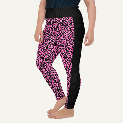 Pink Leopard Print Side Stripe Plus Size Leggings