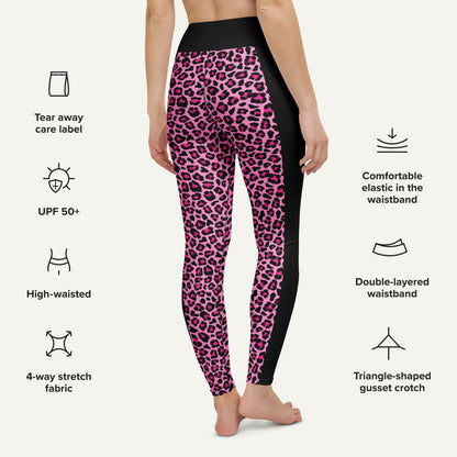 Pink Leopard Print Side Stripe High-Waisted Leggings - Ministry of Sweat