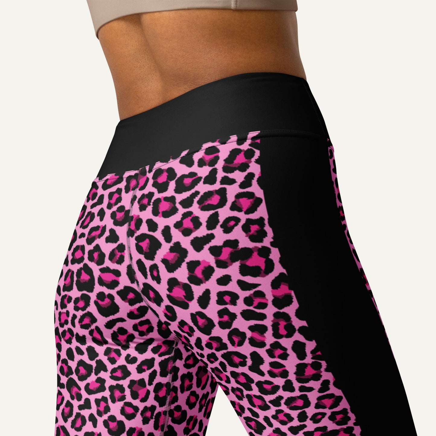 Pink Leopard Print Side Stripe High-Waisted Leggings - Ministry of Sweat