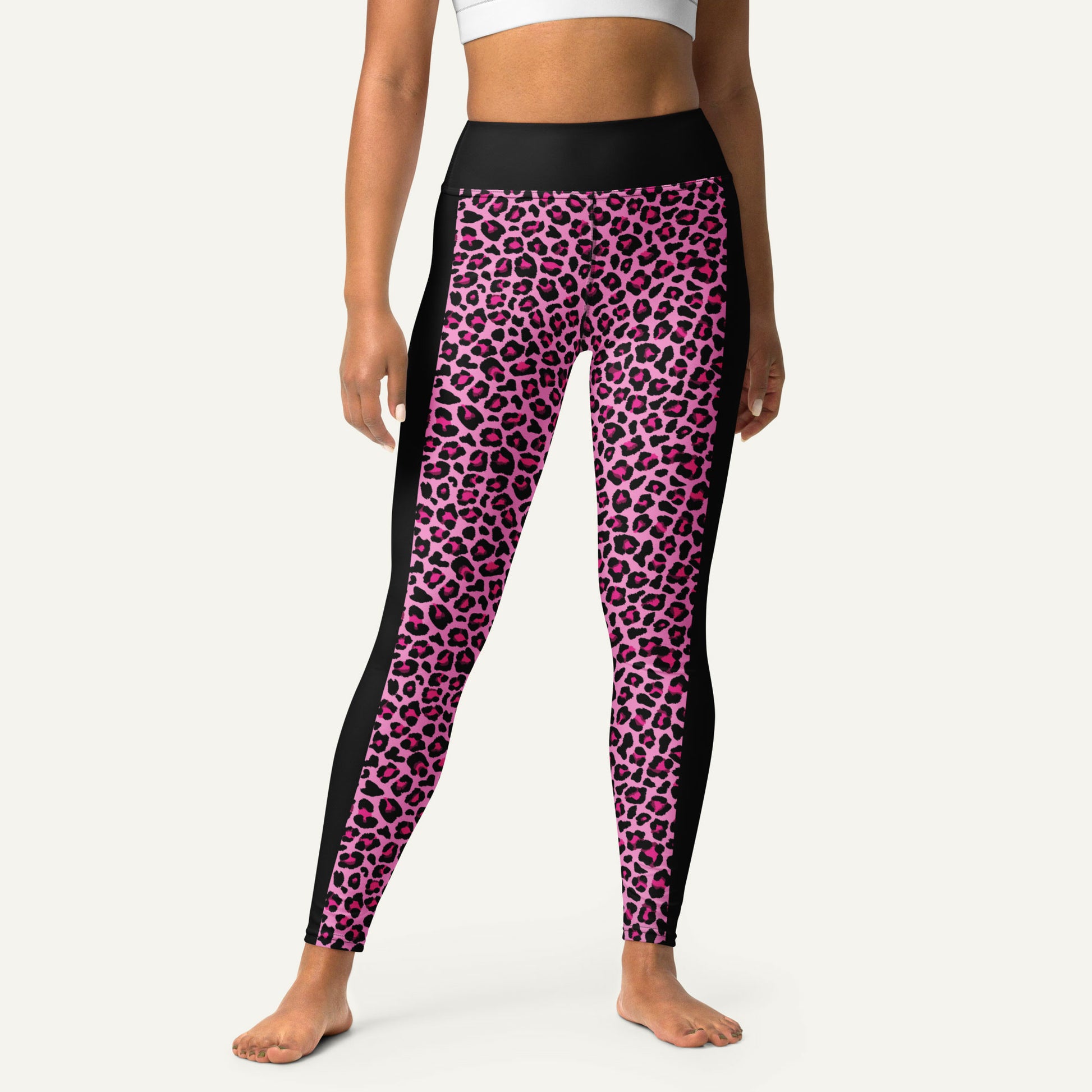 Pink Leopard Print Side Stripe High-Waisted Leggings - Ministry of Sweat