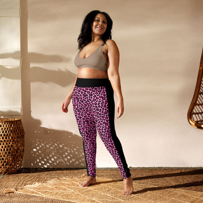 Pink Leopard Print Side Stripe High-Waisted Leggings - Ministry of Sweat