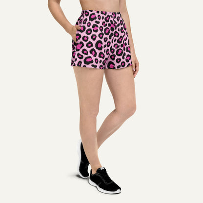 Pink Leopard Print Women's Athletic Shorts