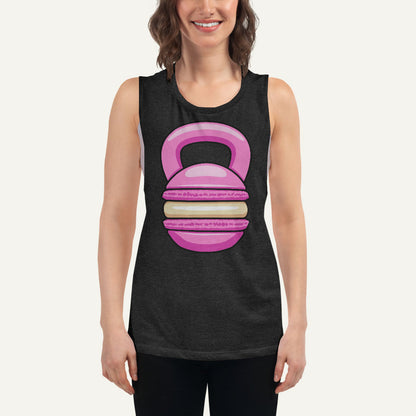 Pink Macaron Kettlebell Design Women’s Muscle Tank