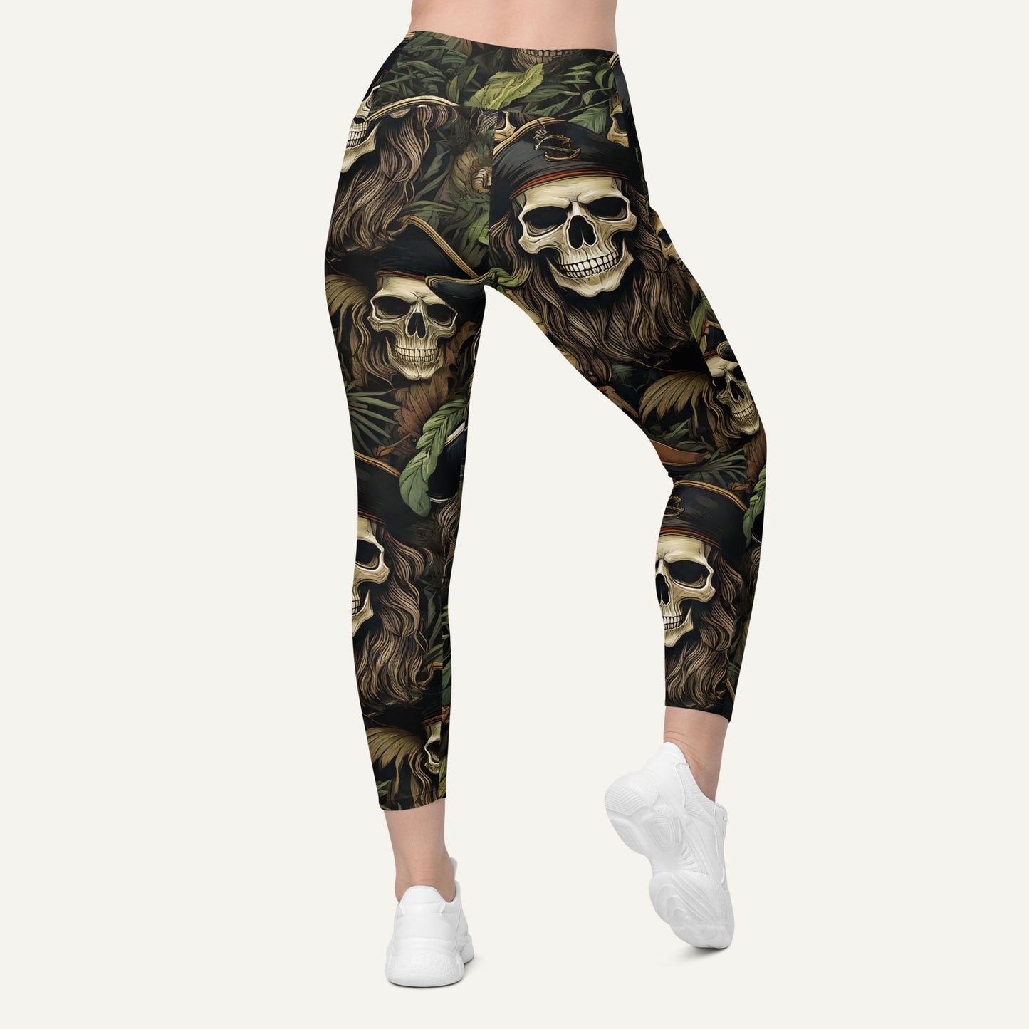 Pirate Skulls Crossover Leggings With Pockets