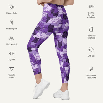 Purple Camo Cat Pocket Leggings