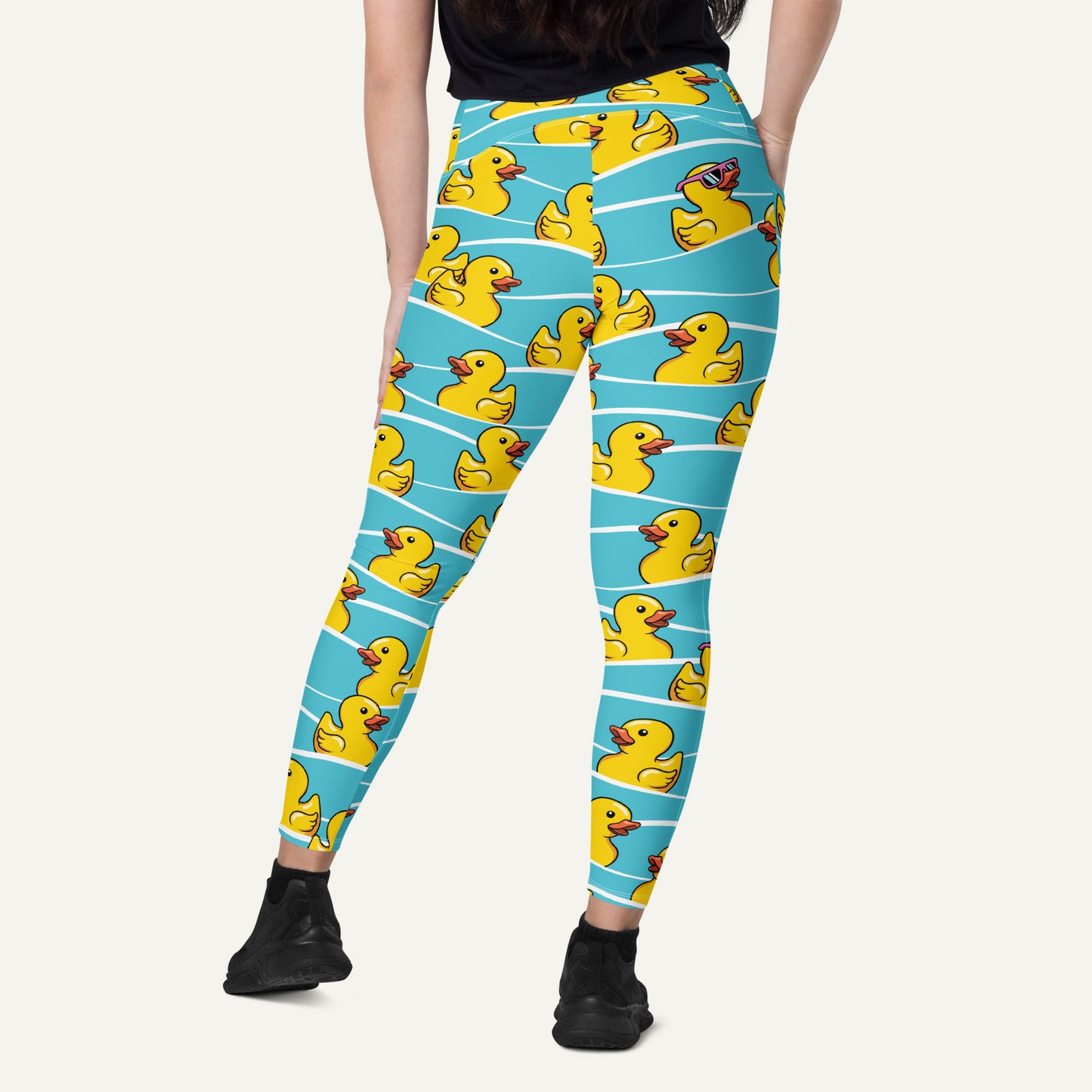 Rubber Ducky Crossover Leggings With Pockets