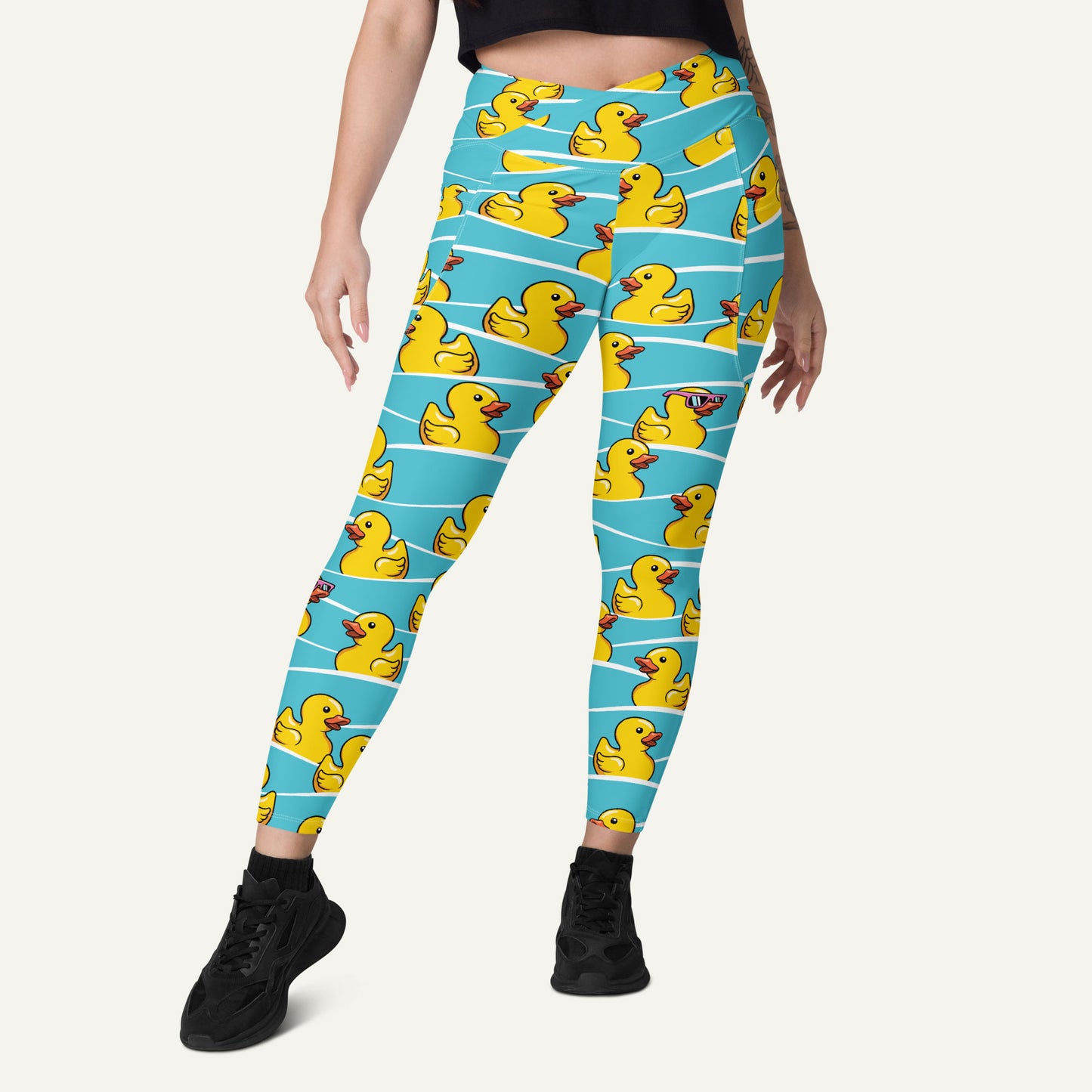 Rubber Ducky Crossover Leggings With Pockets