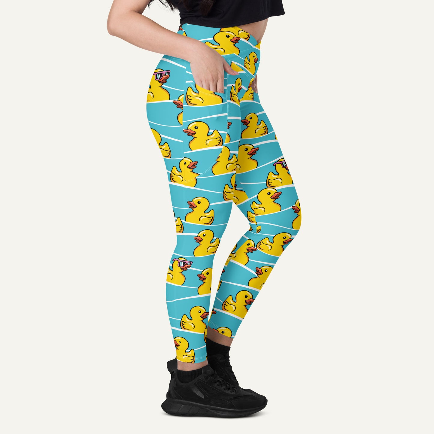 Rubber Ducky Crossover Leggings With Pockets