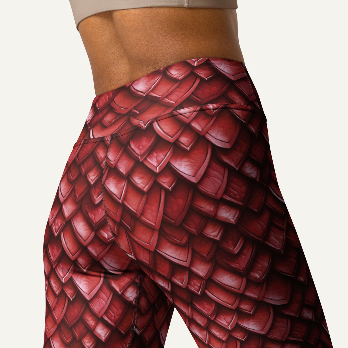 Ruby Dragon Scales High-Waisted Leggings