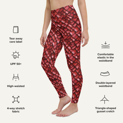 Ruby Dragon Scales High-Waisted Leggings