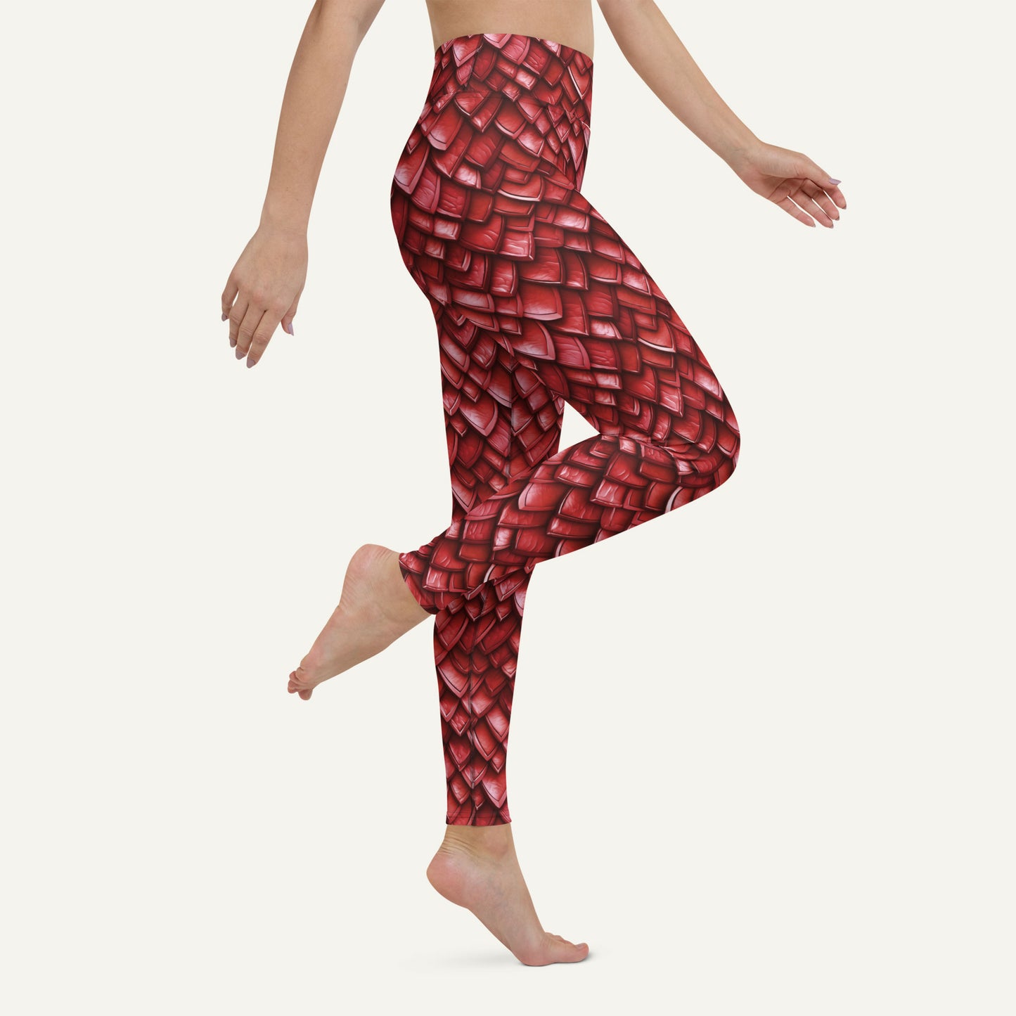 Ruby Dragon Scales High-Waisted Leggings