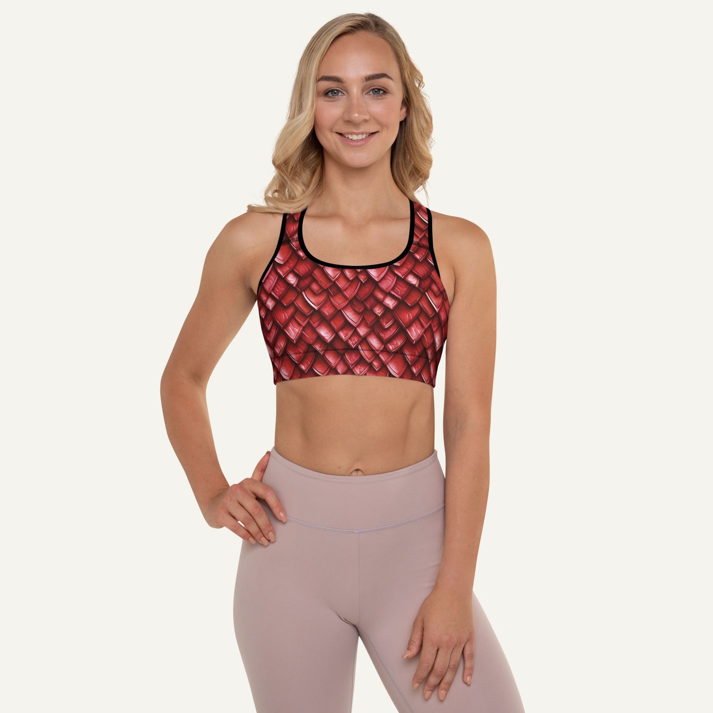 Ruby Dragon Scales Padded Sports Bra