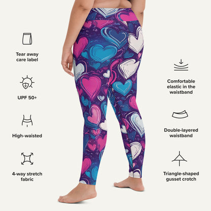 Scribble Hearts High-Waisted Leggings