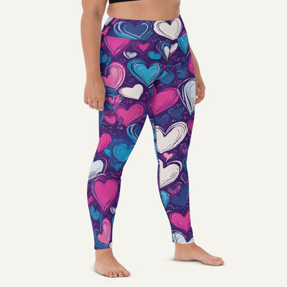 Scribble Hearts High-Waisted Leggings