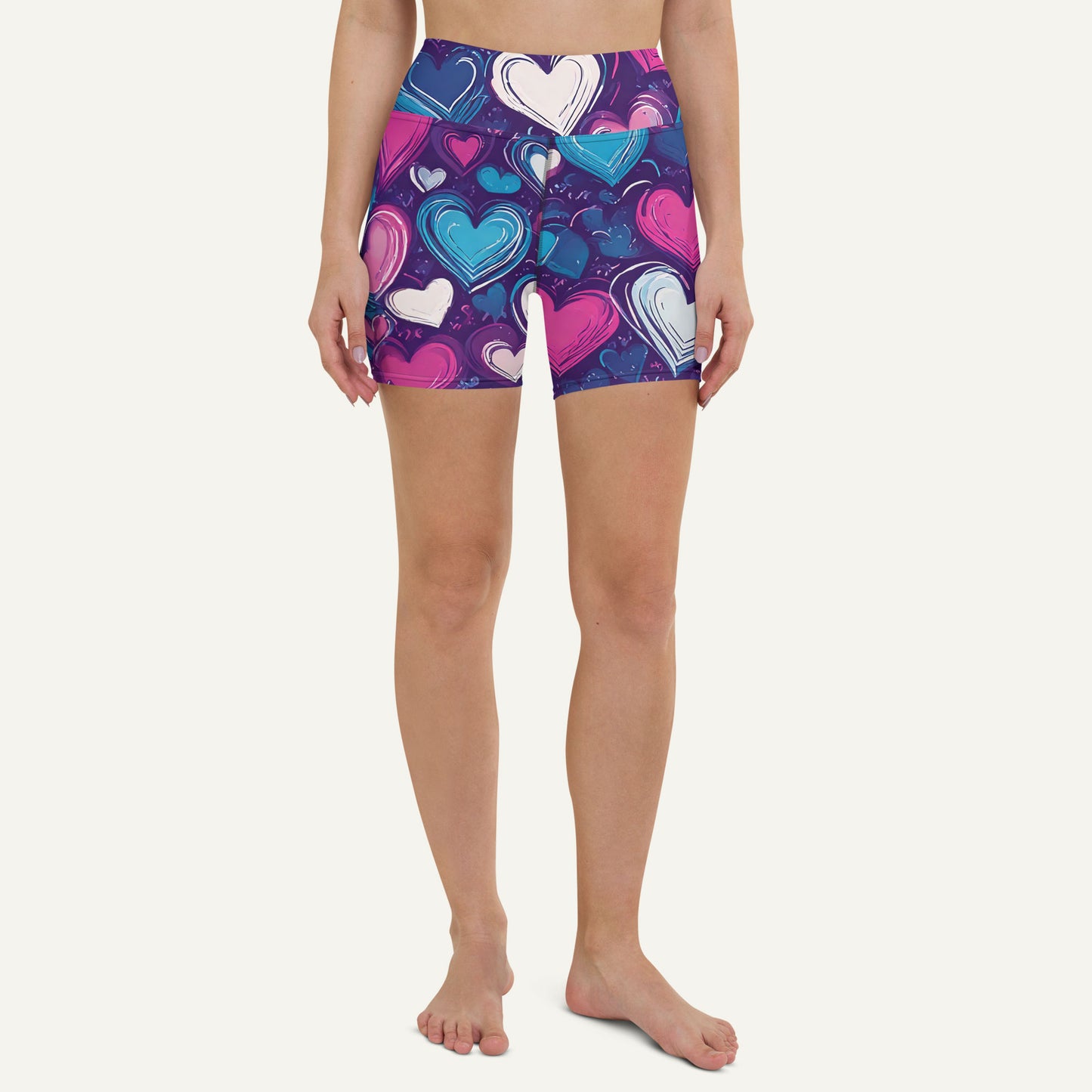 Scribble Hearts High-Waisted Shorts