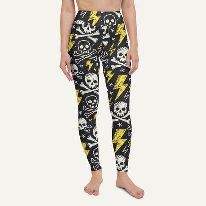 Scribble Skulls And Lightning High-Waisted Leggings