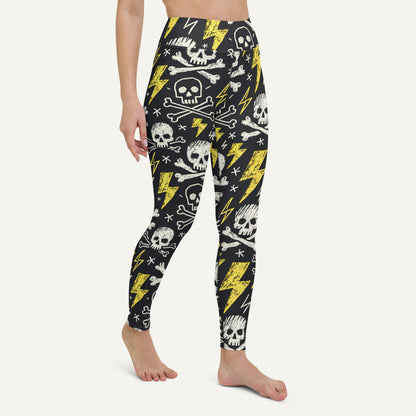 Scribble Skulls And Lightning High-Waisted Leggings