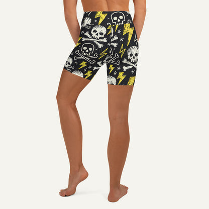 Scribble Skulls And Lightning High-Waisted Shorts