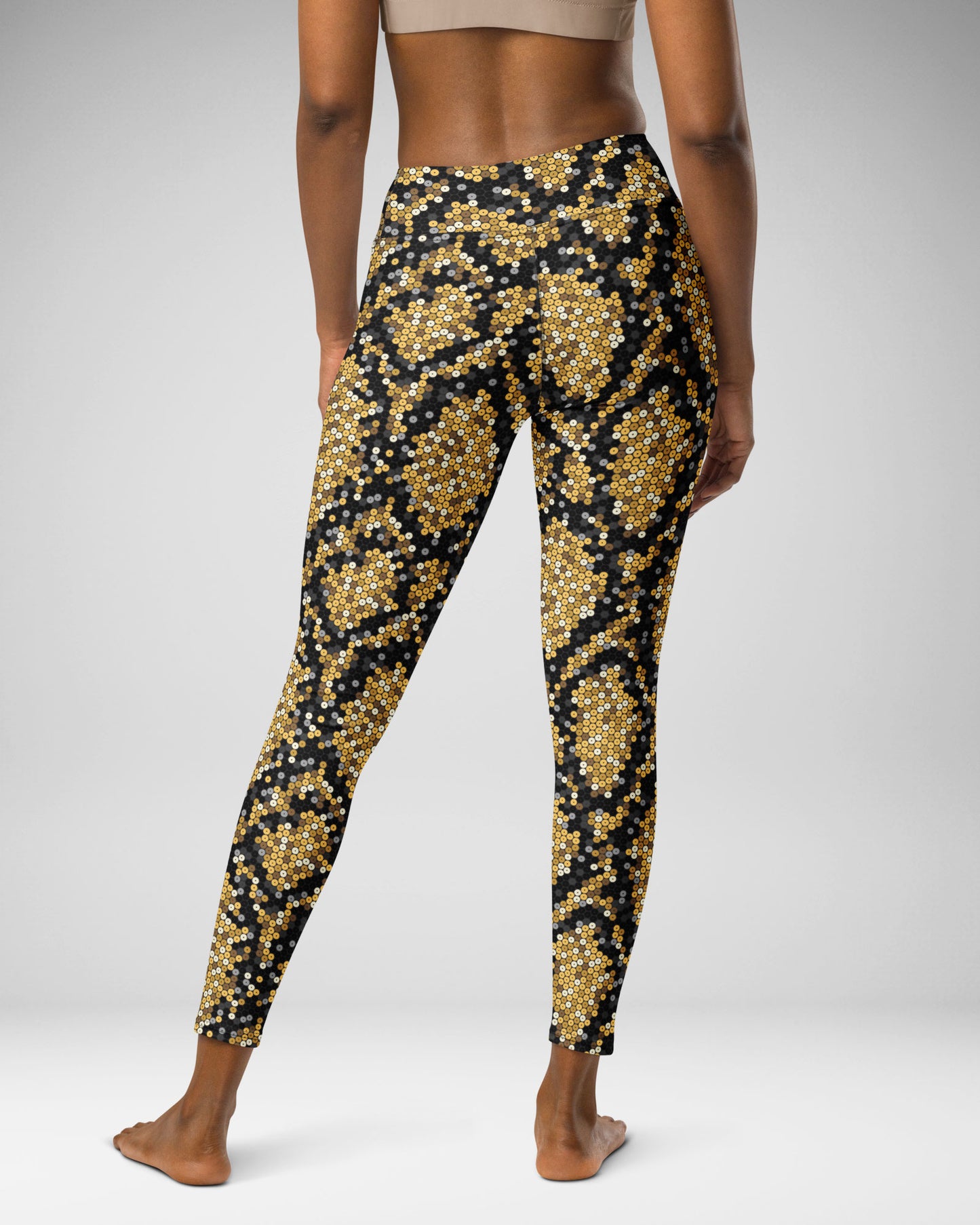 Gold Sequin Snakeskin High-Waisted Leggings