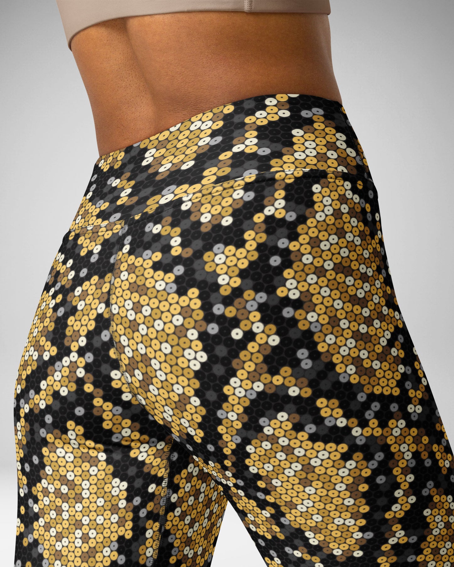 Gold Sequin Snakeskin High-Waisted Leggings