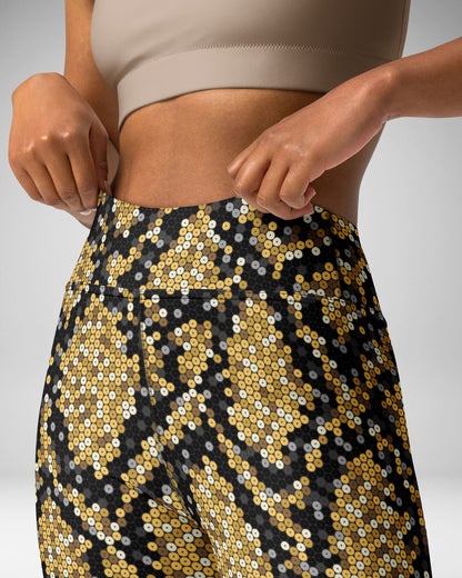 Gold Sequin Snakeskin High-Waisted Leggings