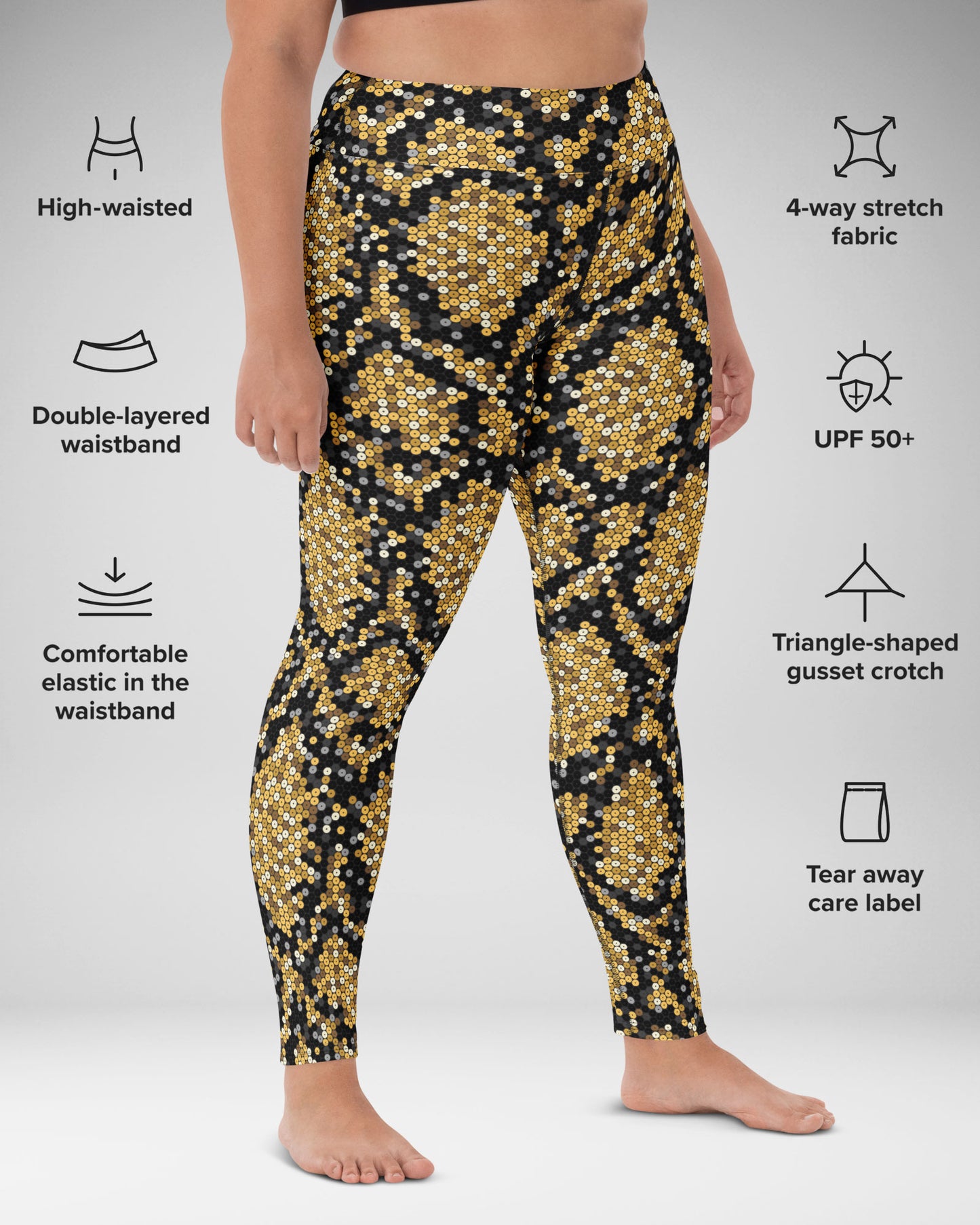 Gold Sequin Snakeskin High-Waisted Leggings