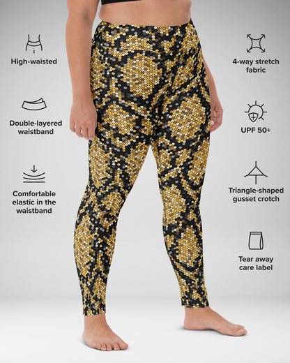 Gold Sequin Snakeskin High-Waisted Leggings