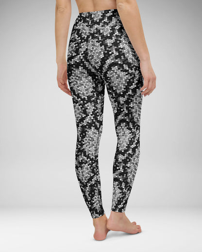 Silver Sequin Snakeskin High-Waisted Leggings
