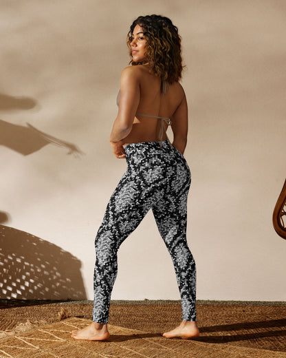 Silver Sequin Snakeskin High-Waisted Leggings