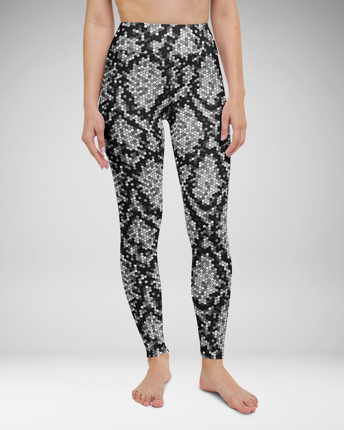 Silver Sequin Snakeskin High-Waisted Leggings