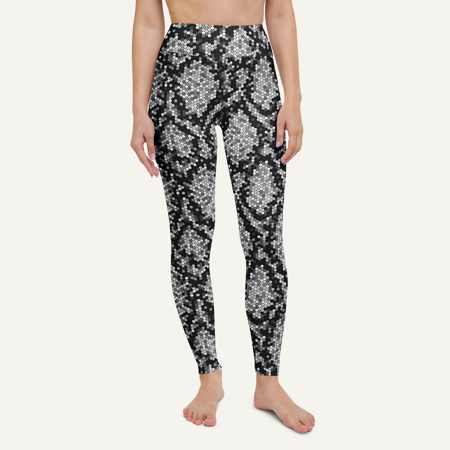 Silver Sequin Snakeskin High-Waisted Leggings