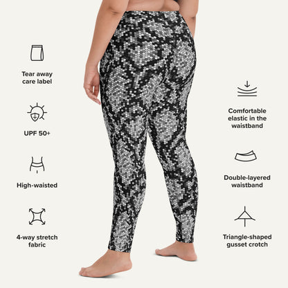 Silver Sequin Snakeskin High-Waisted Leggings
