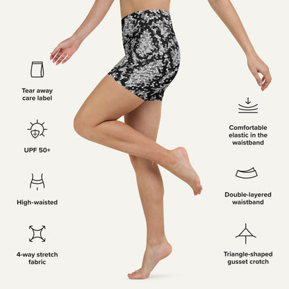 Silver Sequin Snakeskin High-Waisted Shorts