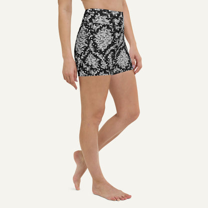 Silver Sequin Snakeskin High-Waisted Shorts