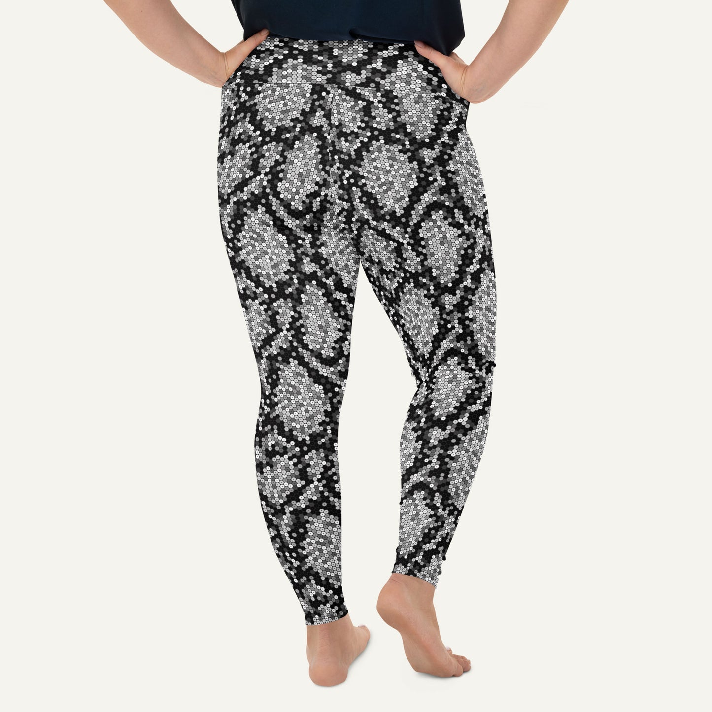 Silver Sequin Snakeskin Plus Size Leggings